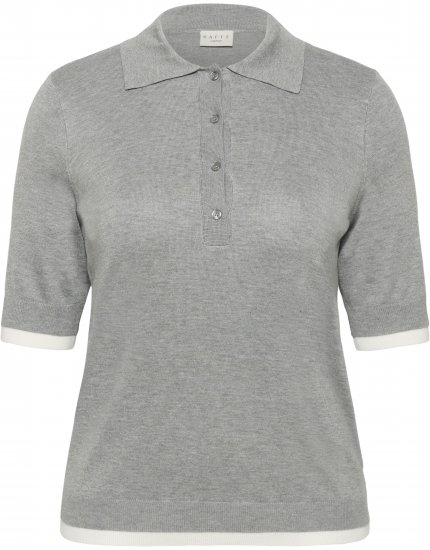 Kaffe Curve Lizzy Contrast Knitted Polo Grey Melange - Polo marškinėliai - 