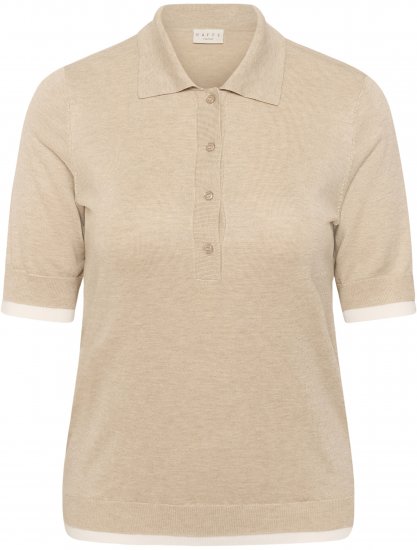 Kaffe Curve Lizzy Contrast Knitted Polo Feather Grey Melange - Polo marškinėliai - 