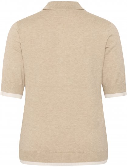 Kaffe Curve Lizzy Contrast Knitted Polo Feather Grey Melange - Polo marškinėliai - 