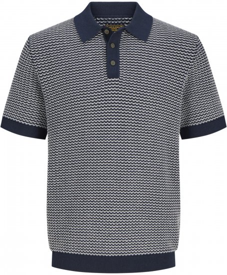 Jack & Jones Blukingsley Knitted Short Sleeve Polo Navy - Marškiniai - Marškiniai - 2XL-8XL