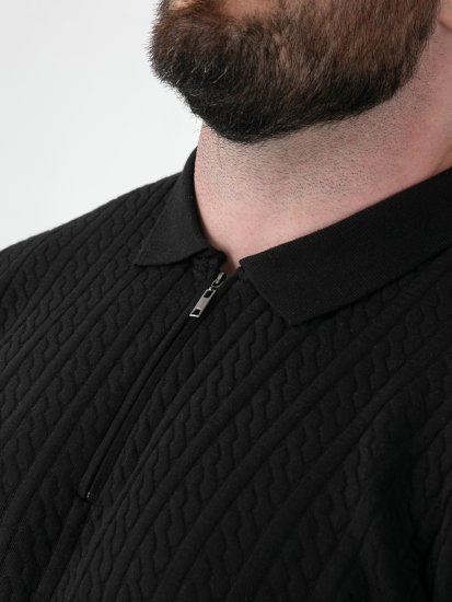 D555 Kennedy Cable Knitted Polo Black - Polo marškinėliai - Polo marškinėliai - 2XL-8XL