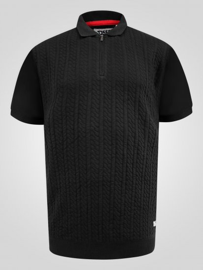 D555 Kennedy Cable Knitted Polo Black - Polo marškinėliai - Polo marškinėliai - 2XL-8XL