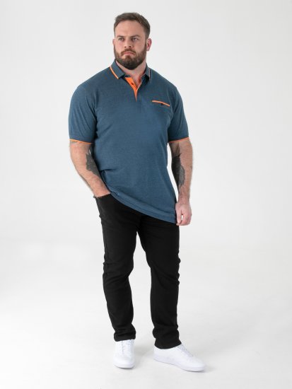 D555 Harvey Pique with Jacquard Collar & Cuffs Polo Teal - Polo marškinėliai - Polo marškinėliai - 2XL-8XL