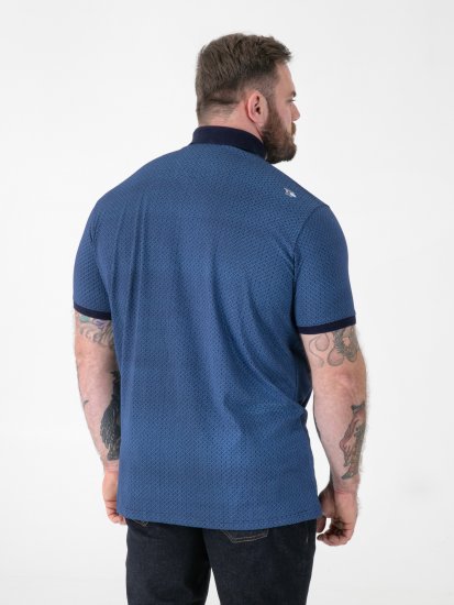 D555 Murray Printed Jacquard Collar & Cuff Short Sleeve Polo Blue - Polo marškinėliai - Polo marškinėliai - 2XL-8XL