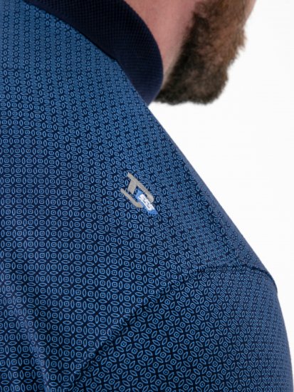 D555 Murray Printed Jacquard Collar & Cuff Short Sleeve Polo Blue - Polo marškinėliai - Polo marškinėliai - 2XL-8XL