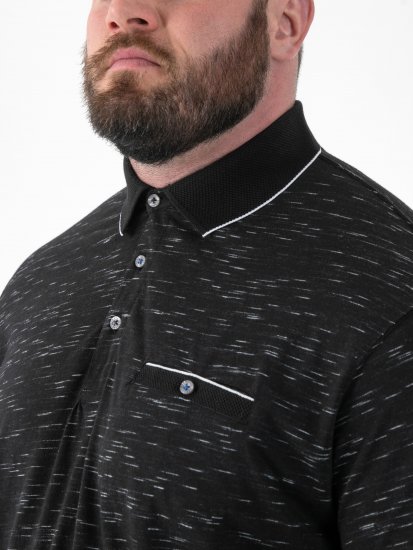 D555 Murphy Jacquard Collar And Cuff With Chest Pocket Polo Black - Polo marškinėliai - Polo marškinėliai - 2XL-8XL