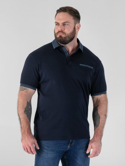 D555 Barret Interlock Jacquard Collar & Cuffs Polo Navy - Polo marškinėliai - Polo marškinėliai - 2XL-8XL