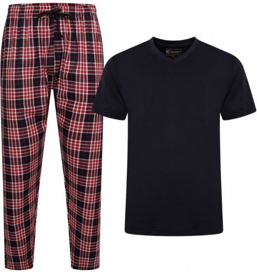 Kam Jeans 897 Lounge Pants and T-Shirt Set Red/Black - Pižama/Loungewear - Didelių Dydžių Vyriškos Pižamos