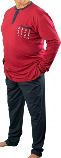 20 Nodi Maestrale Pajamas with Long Pants in Combed Cotton Jersey Red - Pižama/Loungewear - Didelių Dydžių Vyriškos Pižamos