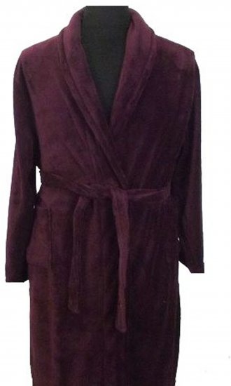 Espionage PJ068 Plain Fleece Gown Burgundy - Vonios chalatai/rankšluosčiai - Vyriški chalatai Dideli dydžiai