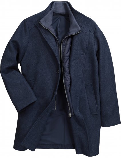 Boston Park Coat Two-Tone Wool Mix Navy - Didelės vyriškos striukės - Didelės vyriškos striukės