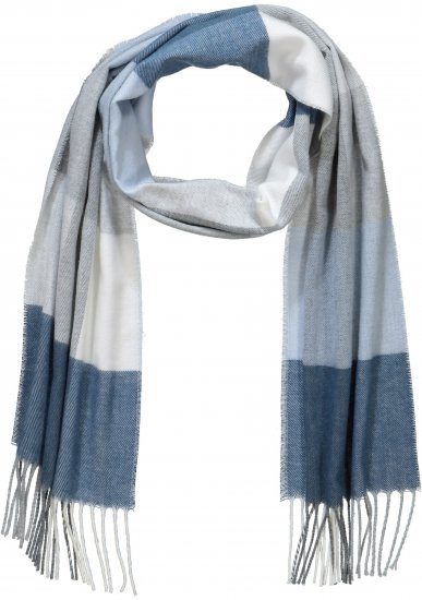 Ulla Popken Woven Check Print Scarf Soft Light Blue - Aksesuarai - 