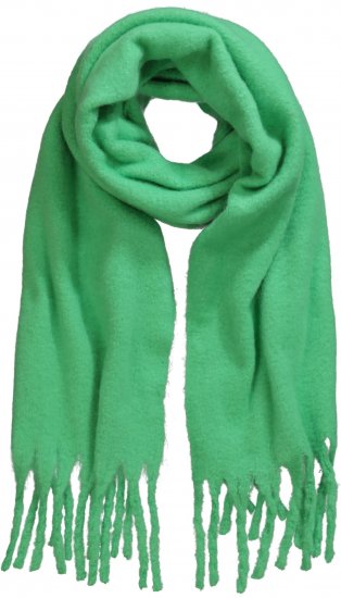 Ulla Popken Trendy Boucle Yarn Fringe Knit Scarf Green - Aksesuarai - 