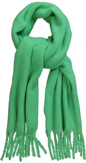 Ulla Popken Trendy Boucle Yarn Fringe Knit Scarf Green - Aksesuarai - 
