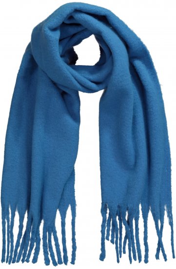 Ulla Popken Trendy Boucle Yarn Fringe Knit Scarf Teal Blue - Aksesuarai - 