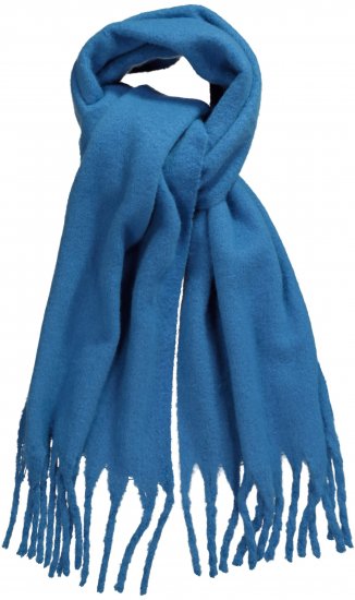 Ulla Popken Trendy Boucle Yarn Fringe Knit Scarf Teal Blue - Aksesuarai - 