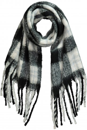 Ulla Popken Plaid Long Fringe Scarf Black - Aksesuarai - 