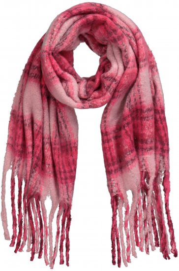 Ulla Popken Plaid Long Fringe Scarf Aubergine - Aksesuarai - 