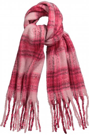 Ulla Popken Plaid Long Fringe Scarf Aubergine - Aksesuarai - 