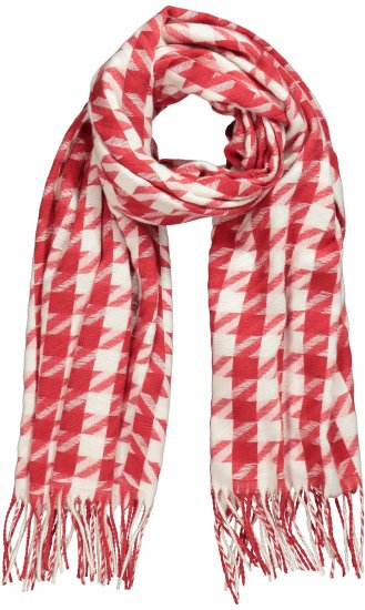 Ulla Popken Houndstooth Fringed Hem Scarf Salsa - Aksesuarai - 
