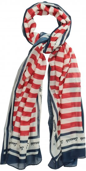 Ulla Popken Mix Stripe Scarf Forest Green - Aksesuarai - 