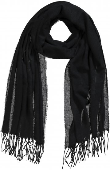 Ulla Popken Fringed Scarf Black - Aksesuarai - 