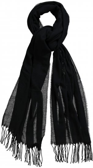Ulla Popken Fringed Scarf Black - Aksesuarai - 