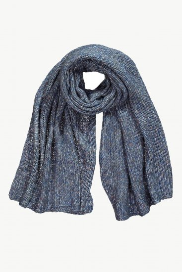 Ulla Popken Heather Knit Wool Blend Scarf Navy - Aksesuarai - 