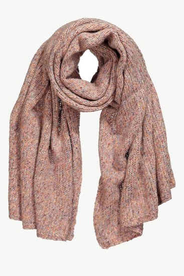 Ulla Popken Heather Knit Wool Blend Scarf Dark Pink - Aksesuarai - 