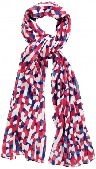 Ulla Popken Geometric Print Scarf Dark Red - Aksesuarai - 