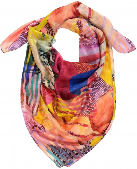 Ulla Popken Colorful Square Silk Scarf Rainbow - Aksesuarai - 