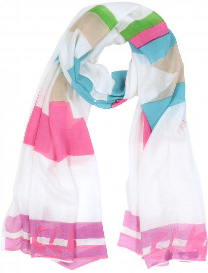 Ulla Popken Pink Lettering Border Print Scarf Snow White - Aksesuarai - 