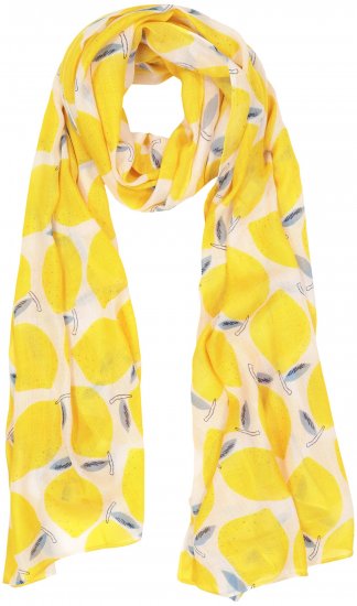 Ulla Popken Lemon Print Scarf Sun Yellow - Aksesuarai - 