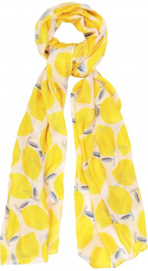 Ulla Popken Lemon Print Scarf Sun Yellow - Aksesuarai - 