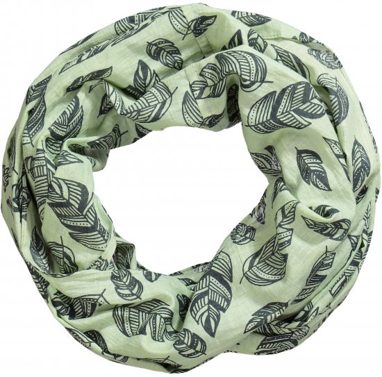 Ulla Popken Leaf Print Infinity Scarf Pistachio - Aksesuarai - 
