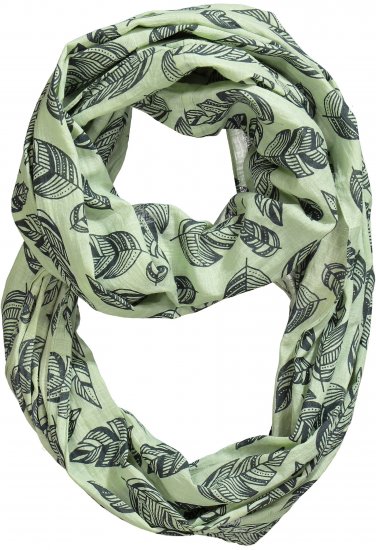 Ulla Popken Leaf Print Infinity Scarf Pistachio - Aksesuarai - 