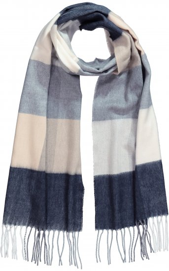 Ulla Popken Checked Fringed Hem Scarf Dark Putty - Aksesuarai - 