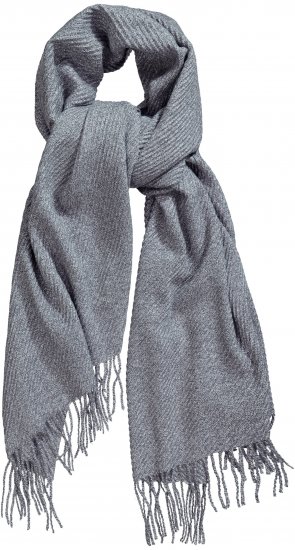Ulla Popken Ribbed Knit Fringed Hem Scarf Grey Melange - Aksesuarai - 