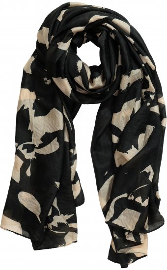 Ulla Popken Printed Silk Scarf Black - Aksesuarai - 