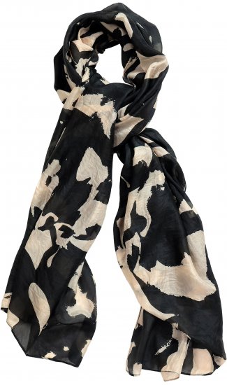 Ulla Popken Printed Silk Scarf Black - Aksesuarai - 