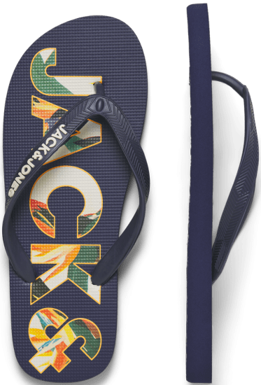 Jack & Jones Logo Palm Print Flip Flop Slippers Medieval Blue - Vyriški batai 40-52 - 