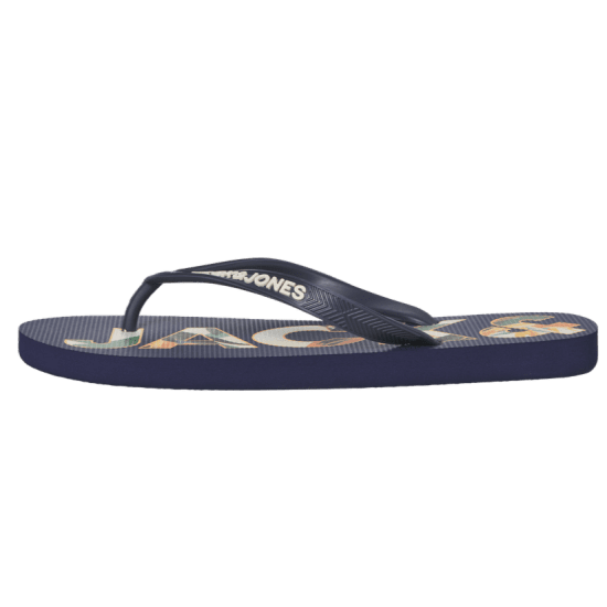 Jack & Jones Logo Palm Print Flip Flop Slippers Medieval Blue - Vyriški batai 40-52 - 