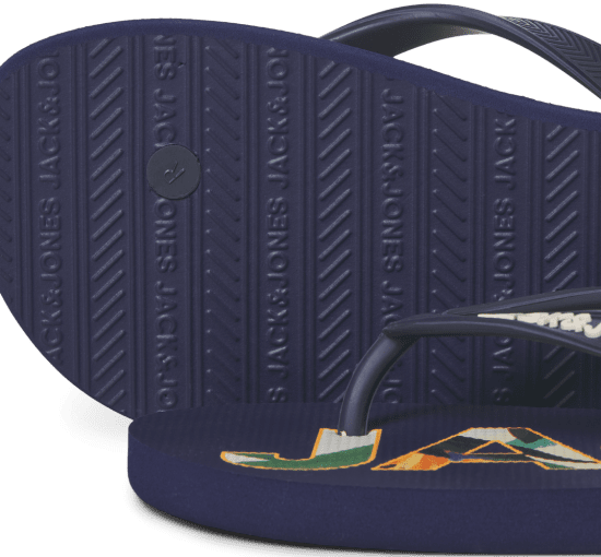 Jack & Jones Logo Palm Print Flip Flop Slippers Medieval Blue - Vyriški batai 40-52 - 