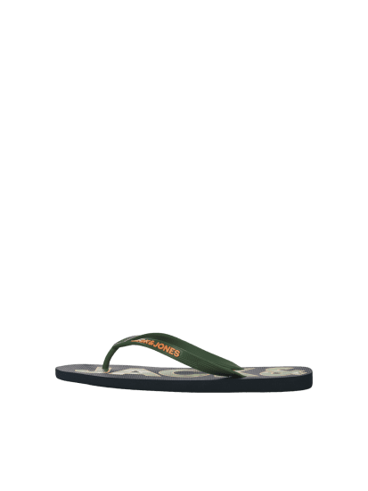 Jack & Jones Logo Palm Print Flip Flop Slippers Navy Blazer/Verdant Green - Vyriški batai 40-52 - 