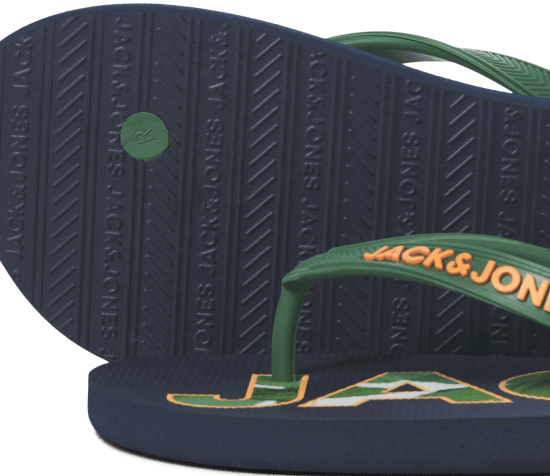 Jack & Jones Logo Palm Print Flip Flop Slippers Navy Blazer/Verdant Green - Vyriški batai 40-52 - 