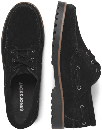 Jack & Jones Brooklyn Suede Boat Shoes Black - Vyriški Batai 40-52 - 