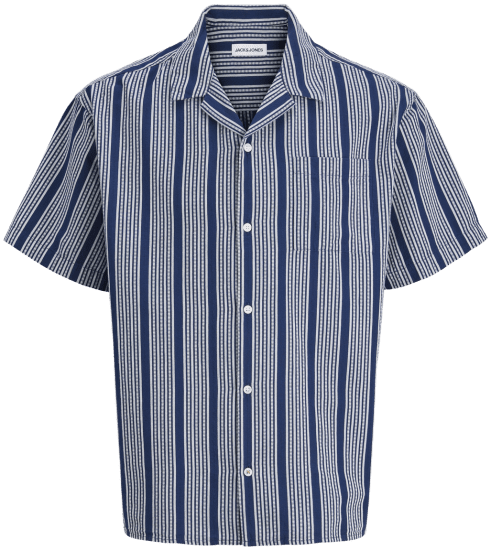 Jack & Jones Edover Resort Short Sleeve Shirt Dark Blue - Marškiniai - Marškiniai - 2XL-8XL