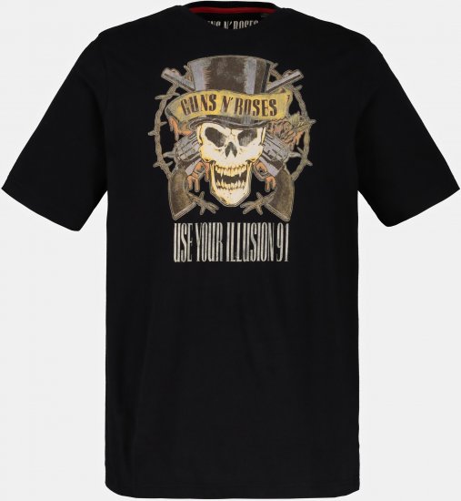 JP1880 Guns N’ Roses Skull Comfort Fit Band T-Shirt Black - Marškinėliai - Marškinėliai - 2XL-14XL
