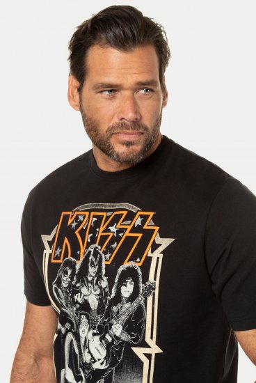 JP1880 KISS Retro Graphic Comfort Fit Band T-Shirt Black - Marškinėliai - Marškinėliai - 2XL-14XL
