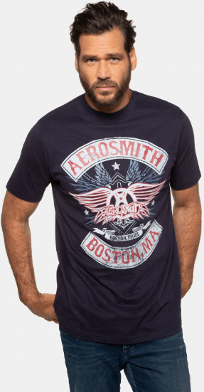JP1880 Aerosmith Graphic Comfort Fit Band T-Shirt Black - Marškinėliai - Marškinėliai - 2XL-14XL